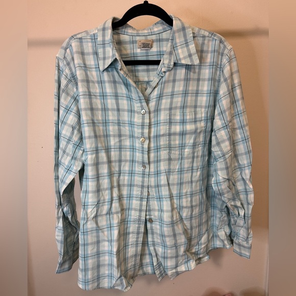 LL Bean vintage flannel - blue and white size XL fits like a medium - Picture 1 of 5